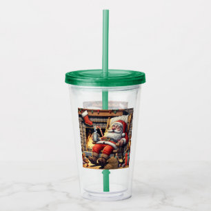 Santa sleeping Christmas Acrylic Tumbler