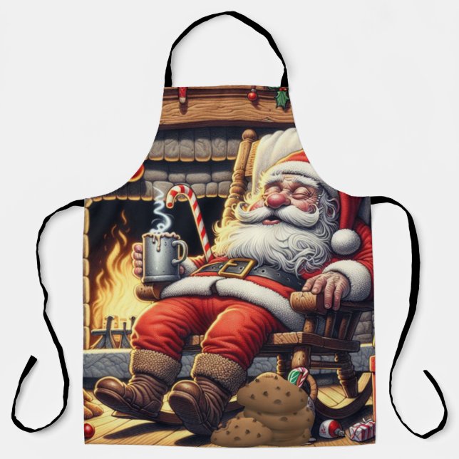 Santa sleeping Christmas Apron (Front)