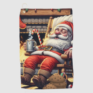 Santa sleeping Christmas Golf Towel