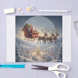 Santa Sleigh, 3D Christmas, Winter Village, Kids Tissue Paper
