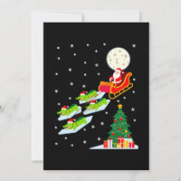 Santa Sleigh Alligator Christmas Moon Snow Tree
