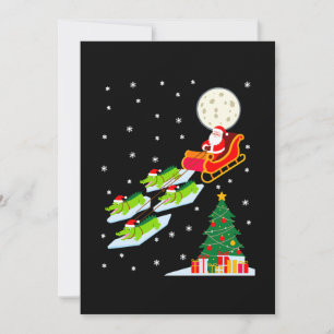 Santa Sleigh Alligator Christmas Moon Snow Tree Invitation