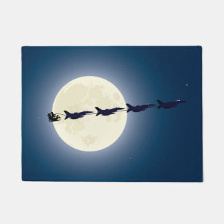 Santa, Sleigh and F-16 Jets Military Christmas Doormat