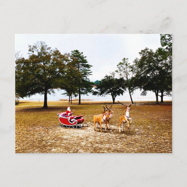 Santa Sleigh And Reindeer  Postcard (Front)