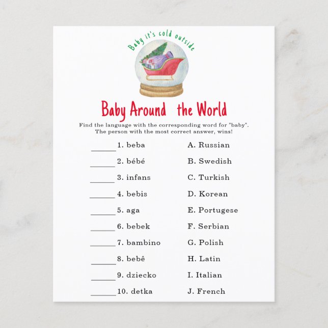 Santa sleigh - Baby around the world game (Front)