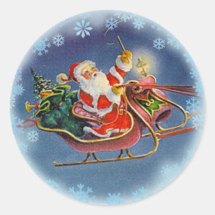 SANTA & SLEIGH by SHARON SHARPE Classic Round Sticker