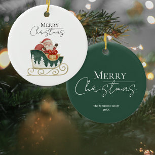 Santa Sleigh Christmas Ceramic Tree Decoration