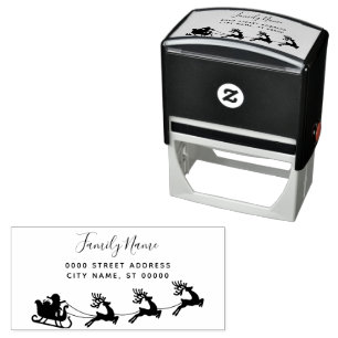 Santa Sleigh Christmas Holiday Return Address Self-inking Stamp