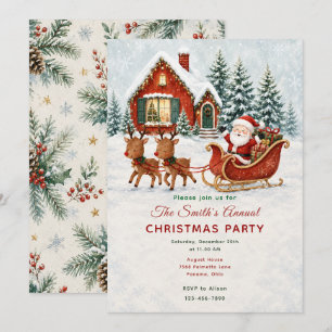 Santa Sleigh Christmas Party Invitation
