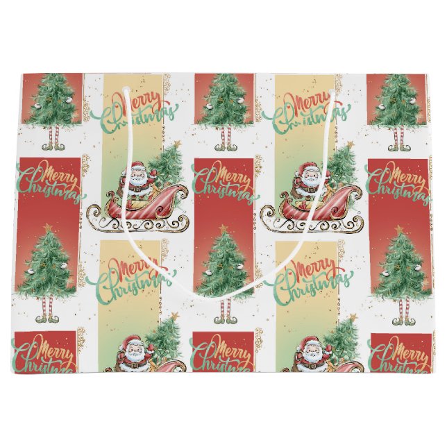 Santa Sleigh Christmas Tree Gift Bag (Front)