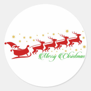 Santa sleigh  classic round sticker