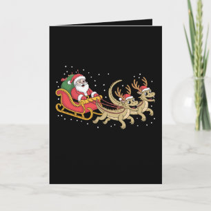 Santa Sleigh Dragons Christmas Reindeer Antlers Card