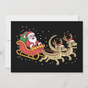 Santa Sleigh Dragons Christmas Reindeer Antlers Invitation