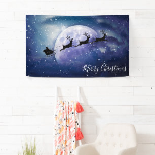 Santa Sleigh   Fantasy Galaxy Christmas Night Sky Banner