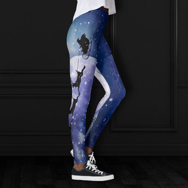 Santa Sleigh | Fantasy Galaxy Christmas Night Sky Leggings (Creator Uploaded)