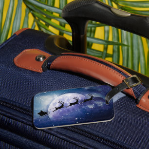 Santa Sleigh Fantasy Galaxy Christmas Night Sky Luggage Tag