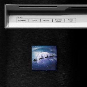 Santa Sleigh   Fantasy Galaxy Christmas Night Sky Magnet