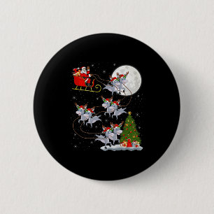 Santa Sleigh Flying Funny Magical Christmas Premiu 6 Cm Round Badge