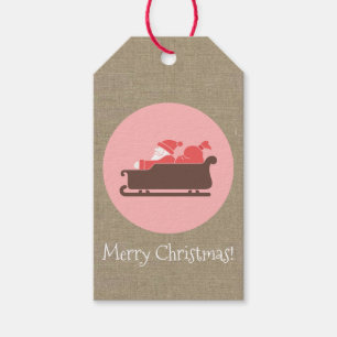 Santa Sleigh Medallion Merry Christmas Gift Tags