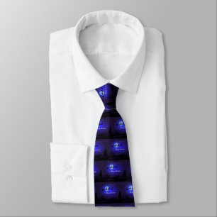Santa Sleigh Moon Merry Christmas Tie