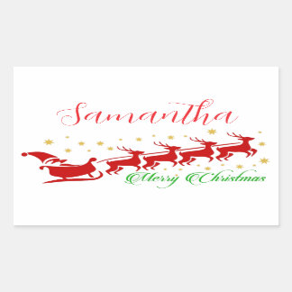 Santa sleigh  rectangular sticker