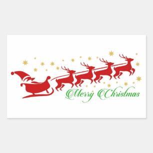 Santa sleigh rectangular sticker