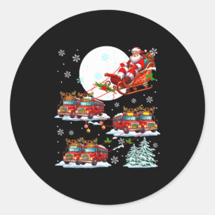 Santa Sleigh Reindeer School Buses Matching Driver Classic Round Sticker