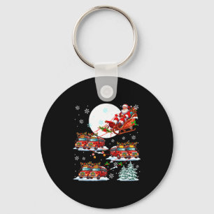 Santa Sleigh Reindeer School Buses Matching Driver Key Ring