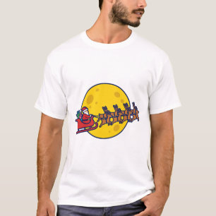 Santa Sleigh Reindeer Silhouette Christmas Art T-Shirt