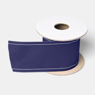 Santa Sleigh Reindeer Silhouette Navy Blue Pattern Satin Ribbon