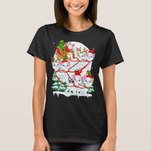 Santa Sleigh Reindeer Turkish Angora Cats Xmas Cat T-Shirt
