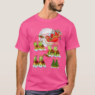 Santa Sleigh Reindeer Turtles Christmas Tree Ornam T-Shirt