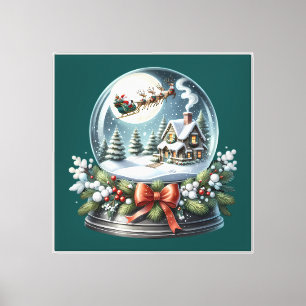 Santa Sleigh Ride in Snow Globe Wonderland Canvas Print