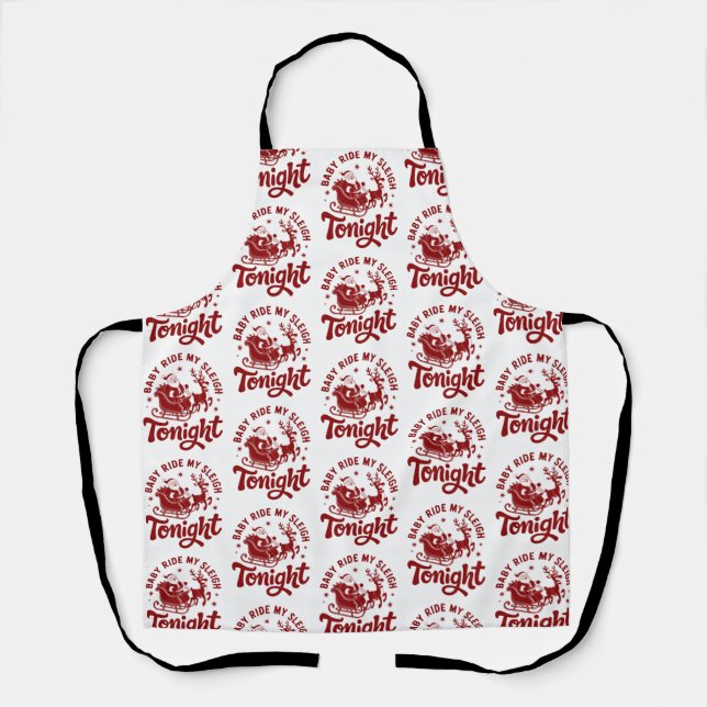 Santa Sleigh Snarky Christmas Sarcastic Humor Apron (Front)