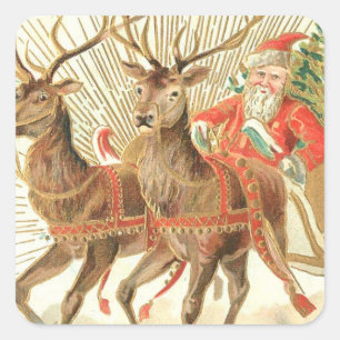 SANTA SLEIGH SQUARE Sticker
