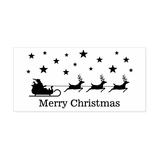 Santa Sleigh With Stars And Custom Text Self-inking Stamp (Design)