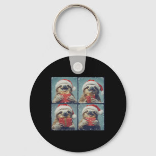 Santa Sloth Animal Photography Sloth Christmas  Key Ring