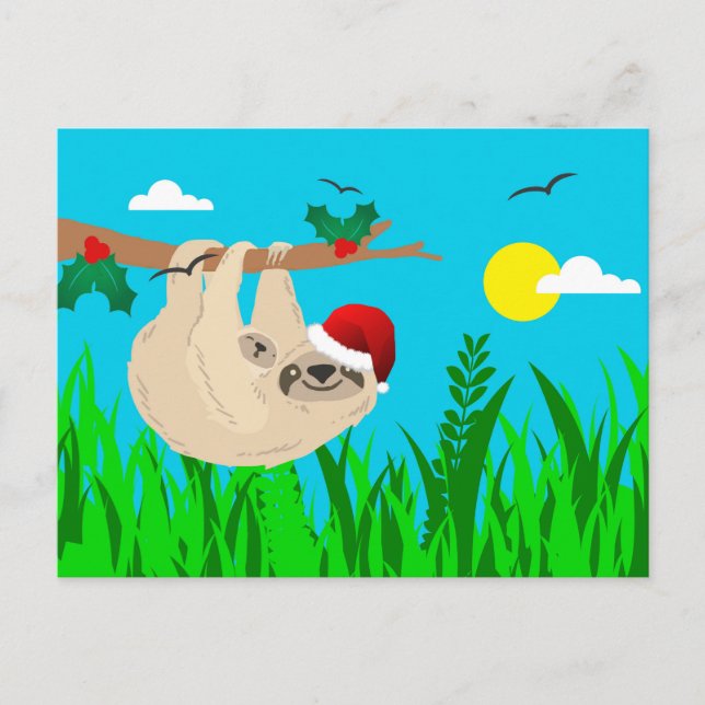 santa sloth holiday postcard (Front)