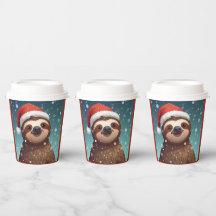 Santa Sloth, Paper Cups
