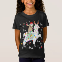 Santa Sloth Riding Llama Reindeer Christmas
