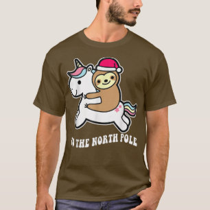 Santa Sloth Riding Unicorn Funny Christmas Girl Bo T-Shirt