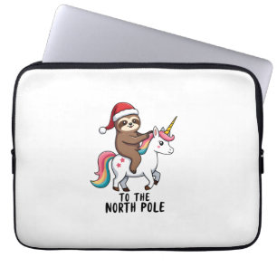 Santa Sloth Riding Unicorn Funny Girl Christmas T- Laptop Sleeve