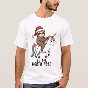 Santa Sloth Riding Unicorn Funny Girl Christmas T- T-Shirt