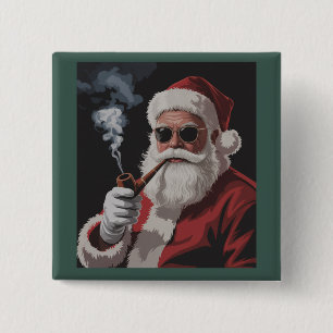 Santa Smoking Party Funny Christmas Holiday 15 Cm Square Badge