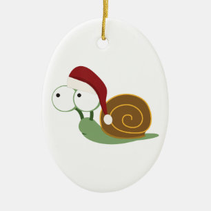 Santa Snail Ceramic Tree Decoration