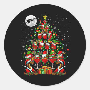 Santa Snakes And Wine Gles Christmas Tree Drinker Classic Round Sticker