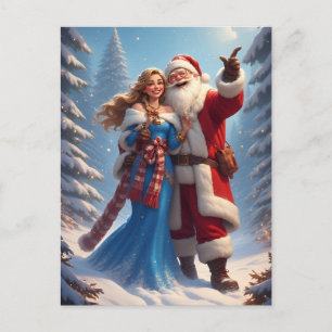 🎄 Santa & Snow Maiden Christmas Magic ❄️ Winter Postcard