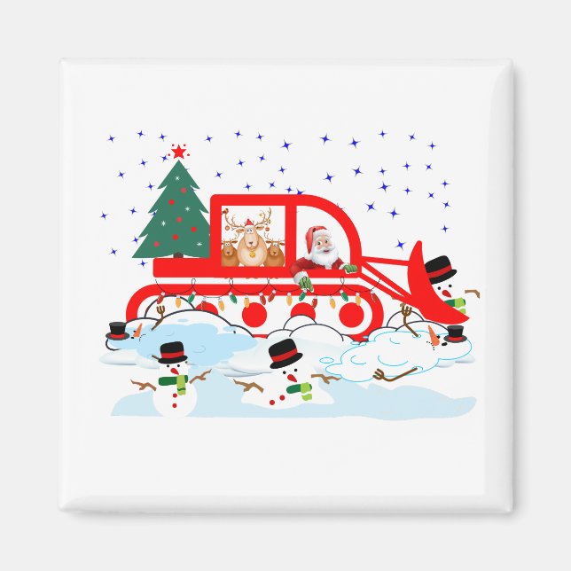 Santa snow Ploughing Snowmen Gag Magnet (Front)