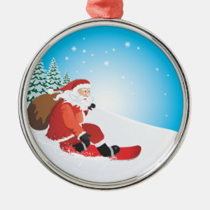 Santa Snowboard Premium Ornament