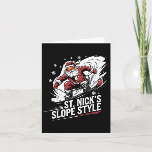 Santa Snowboarder Christmas Snowboarding St. Nick' Card